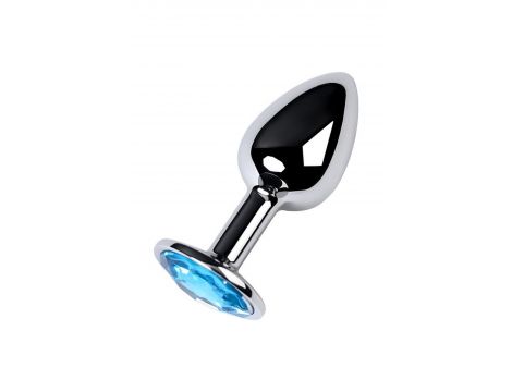Silver anal plug TOYFA Metal,with a Topaz color gem - 4