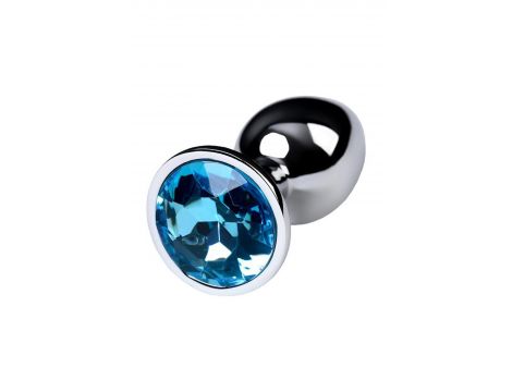 Silver anal plug TOYFA Metal,with a Topaz color gem - 6