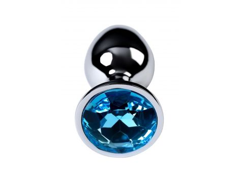 Silver anal plug TOYFA Metal,with a Topaz color gem - 2