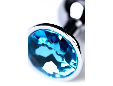 Silver anal plug TOYFA Metal,with a Topaz color gem - 7