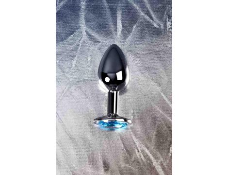 Silver anal plug TOYFA Metal,with a Topaz color gem - 8