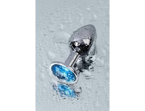 Silver anal plug TOYFA Metal,with a Topaz color gem - 9