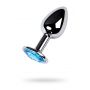Silver anal plug TOYFA Metal,with a Topaz color gem - 4