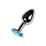 Silver anal plug TOYFA Metal,with a Topaz color gem - 5