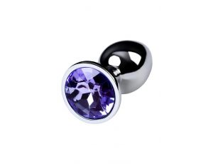 Silver anal plug with gem, blue