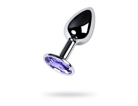 Silver anal plug with gem, blue - 3