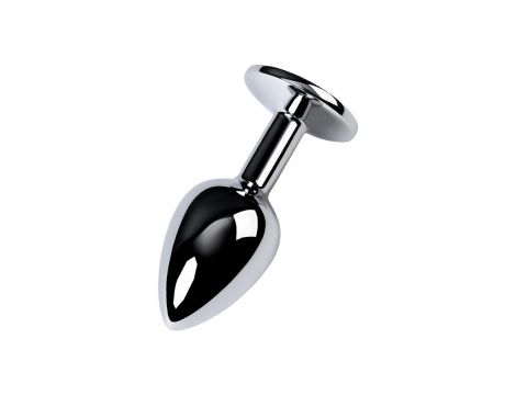 Silver anal plug with gem, blue - 5