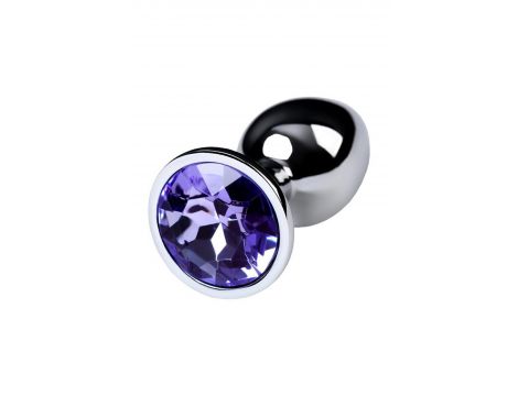 Silver anal plug with gem, blue