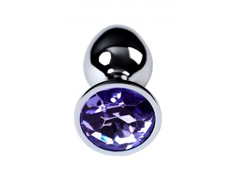 Silver anal plug with gem, blue - 2