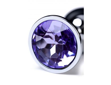 Silver anal plug with gem, blue - 7