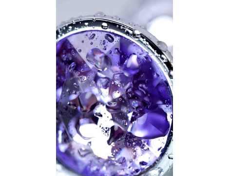 Silver anal plug with gem, blue - 9