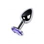 Silver anal plug with gem, blue - 5