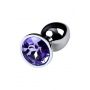Silver anal plug with gem, blue - 2