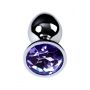Silver anal plug with gem, blue - 3