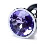 Silver anal plug with gem, blue - 8