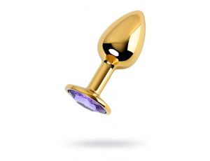 Golden anal plug TOYFA Metal,with a amethyst colored gem