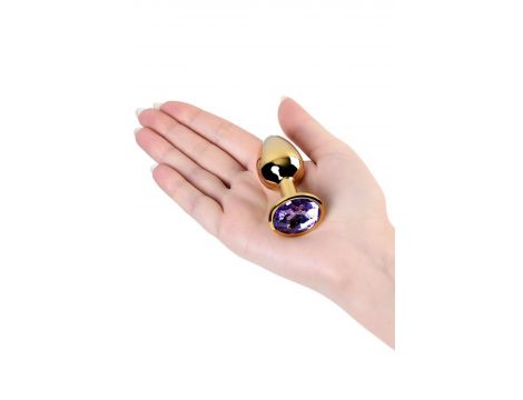 Golden anal plug TOYFA Metal,with a amethyst colored gem - 3