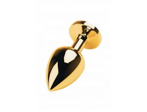 Gold anal plug TOYFA Metal with green round-shaped gem