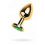 Gold anal plug TOYFA Metal with green round-shaped gem - 3