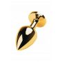 Gold anal plug TOYFA Metal with green round-shaped gem - 2