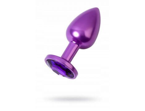 Purple anal plug TOYFA Metal with purple round-shaped gem - 2