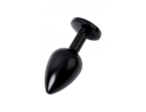 Black anal plug TOYFA Metal,with a ruby colored gem - 4