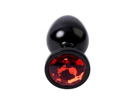 Black anal plug TOYFA Metal,with a ruby colored gem - 3