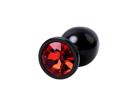 Black anal plug TOYFA Metal,with a ruby colored gem - 5
