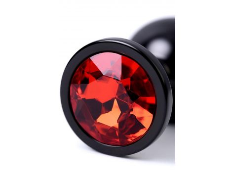 Black anal plug TOYFA Metal,with a ruby colored gem - 6