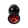 Black anal plug TOYFA Metal,with a ruby colored gem - 4