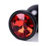 Black anal plug TOYFA Metal,with a ruby colored gem - 7