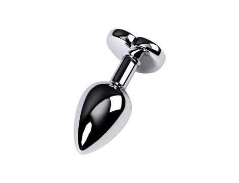 Silver anal plug with purple gem heart-shaped - 4