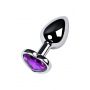 Silver anal plug with purple gem heart-shaped - 4