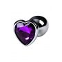 Silver anal plug with purple gem heart-shaped - 2