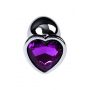 Silver anal plug with purple gem heart-shaped - 7