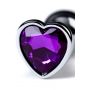 Silver anal plug with purple gem heart-shaped - 11