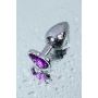 Silver anal plug with purple gem heart-shaped - 12