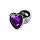 Silver anal plug with purple gem heart-shaped