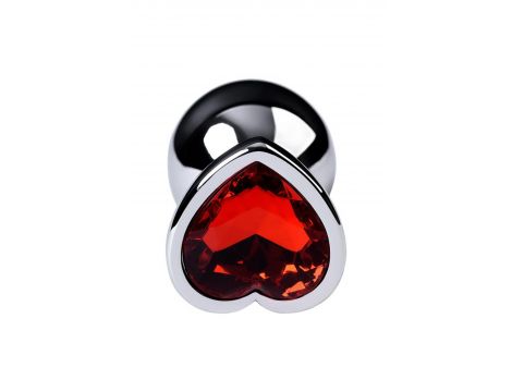 Silver anal plug with pink gem heart-shaped - 4