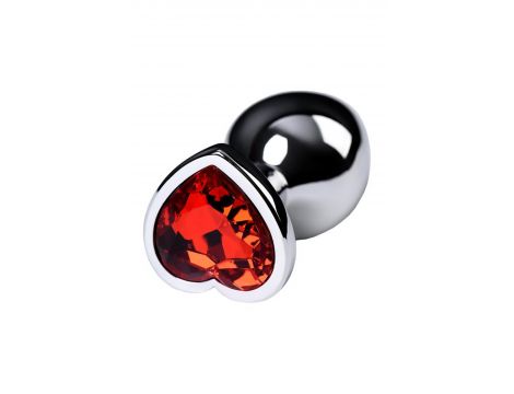 Silver anal plug with pink gem heart-shaped - 5