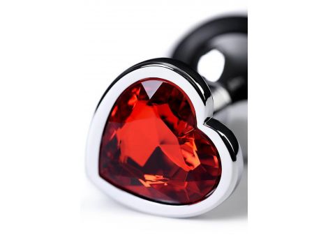 Silver anal plug with pink gem heart-shaped - 11