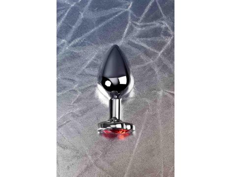 Silver anal plug with pink gem heart-shaped - 8