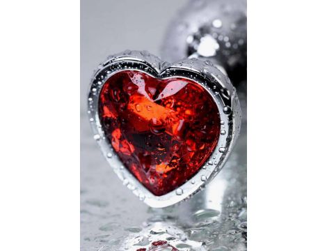 Silver anal plug with pink gem heart-shaped - 9