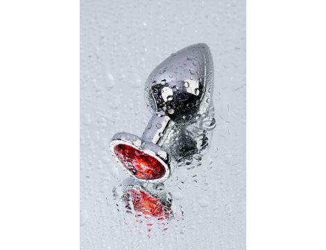 Silver anal plug with pink gem heart-shaped - 10