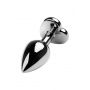 Silver anal plug with pink gem heart-shaped - 3