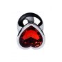 Silver anal plug with pink gem heart-shaped - 5