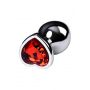 Silver anal plug with pink gem heart-shaped - 6
