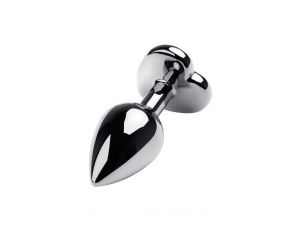 Anal plug Metal by TOYFA, metal, silver, with red crystal, 8 cm, O 3.4 cm