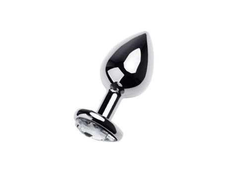 Anal plug Metal by TOYFA, metal, silver, with red crystal, 8 cm, O 3.4 cm - 3