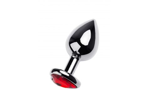 Silver anal plug TOYFA Metal with red heart-shaped gem - 4